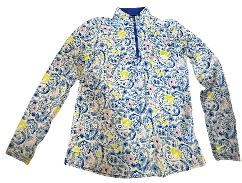 SAN SOLEIL Women’s Blue Golf Long Sleeve Shirt UV 50 + Cooling 1/4 Zip Size LG